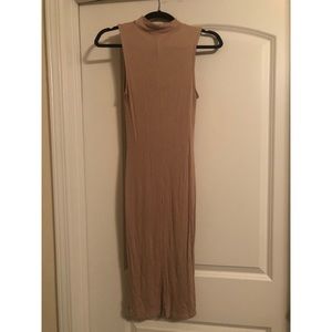 Forever 21 High Neck Mid-Calf Nude Dress